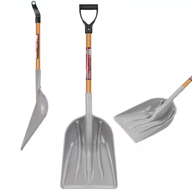 Husky 31" Wood Handle D-Grip Plastic Scoop Shovel