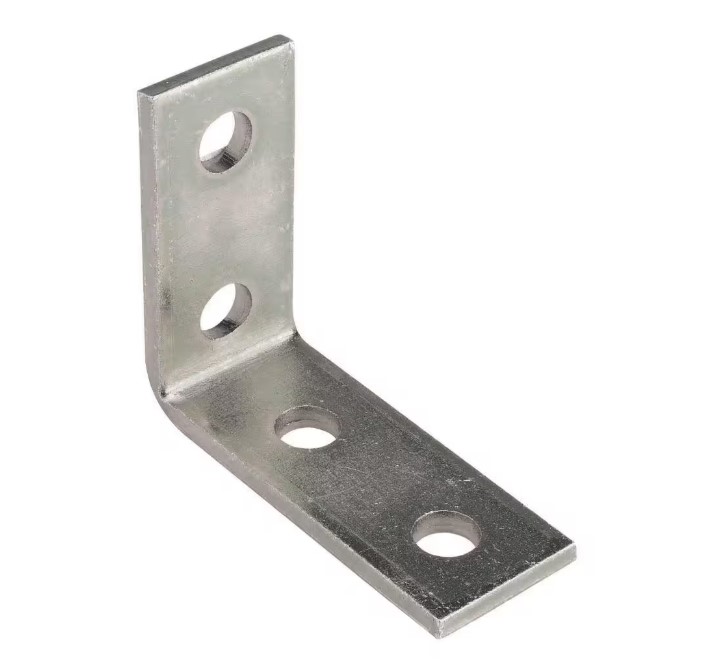 4-Hole 90 Degree Angle Strut Bracket - Silver Galvanized