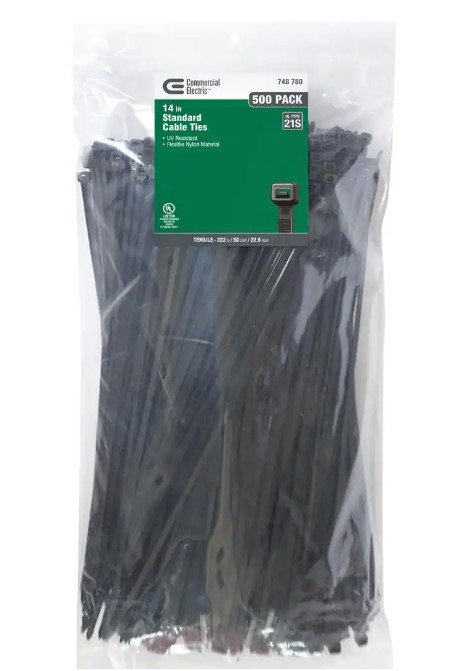 14 in. UV Cable Tie, Black (500-Pack)