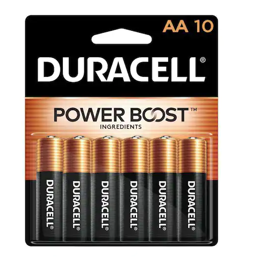 Duracell Coppertop Alkaline AA Batteries (10-Pack), Double A Batteries