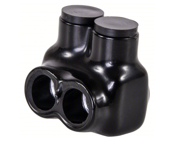 POLARIS Insulated Multitap Connector: Black, 2 Ports, For Wire Sizes 6 AWG – 3/0 AWG