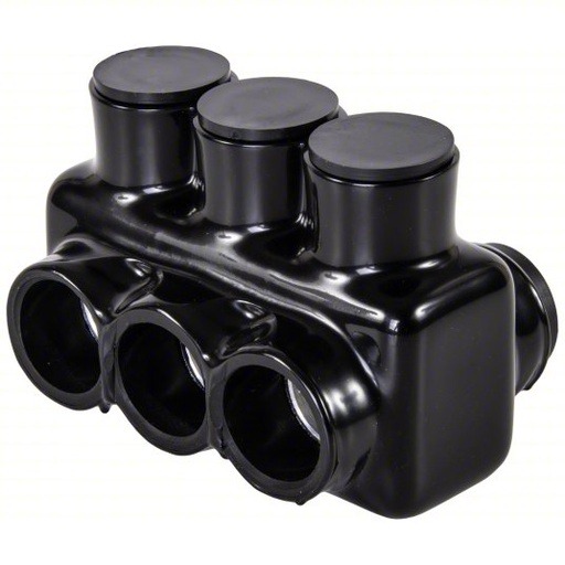 POLARIS Insulated Multitap Connector: Black, 3 Ports, 6 AWG – 600 kcmil Wire Size Range, Plastisol (IPLD 600-3)