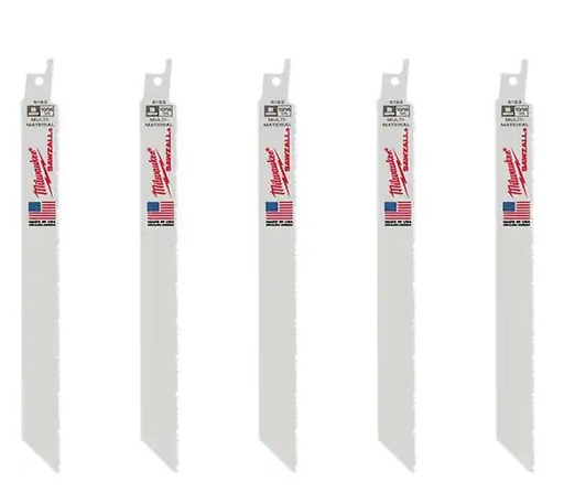 Milwaukee 8 in. 10/14 TPI Multi-Material Cutting SAWZALL Reciprocating Saw Blades (5 Pack)
